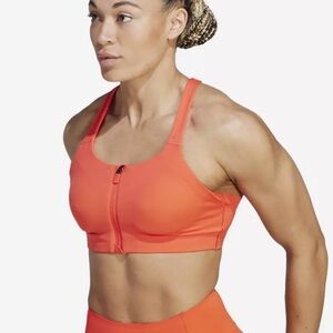 Adidas TLDR Impact Luxe High Support Zip Sports Bra Wonder Beige Size 2XSD NWT